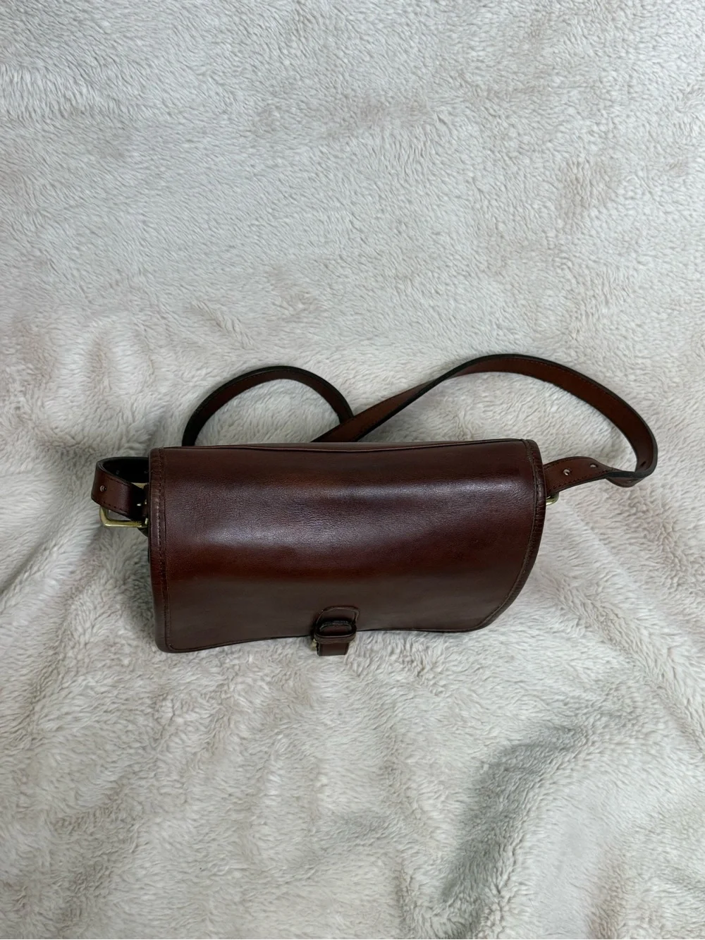 Coach Vintage 1980s NYC Mahogany Saddle Pouch Shoulder Leather Bag